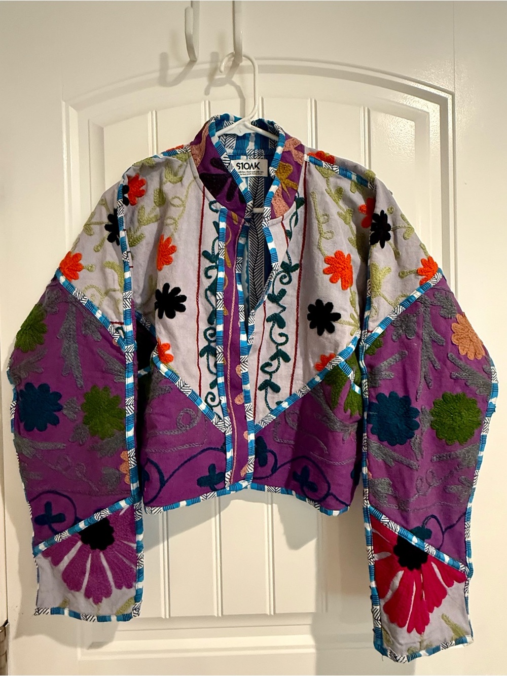 Multicolor Floral Embroidered Patchwork Jacket - Picture 2 of 4